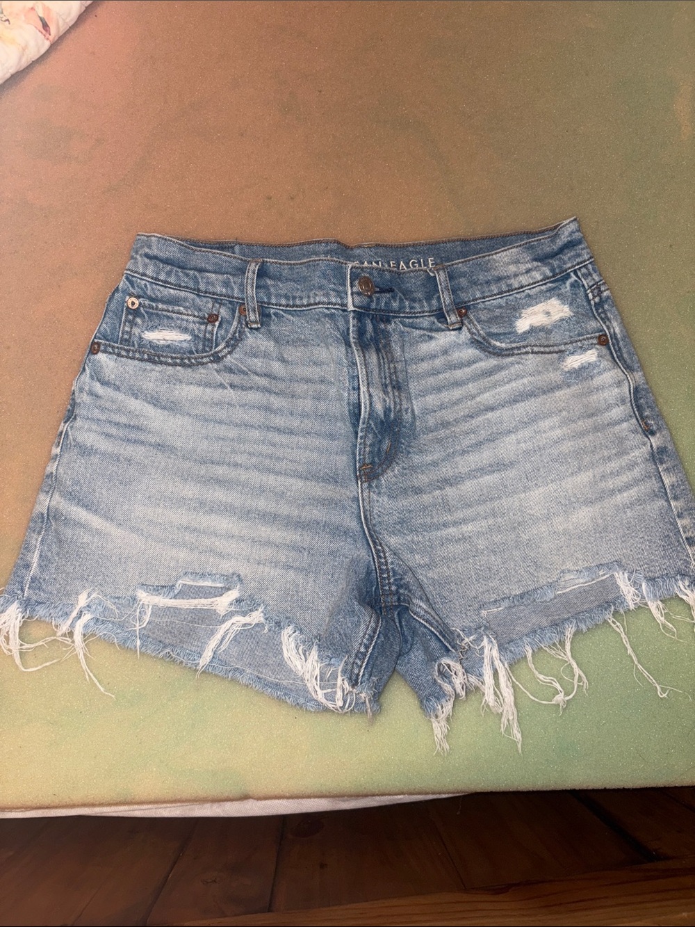 American Eagle Outfitters Light Blue Distressed Denim Cutoff Shorts